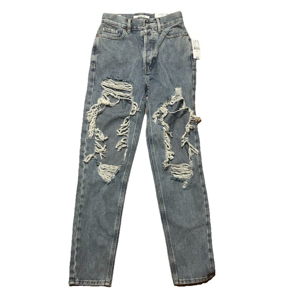 Pacsun Women’s Ultra High Rise Slim Jeans Distressed Addison Blue Size 22 NWT - Picture 1 of 5